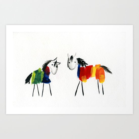 Little Rainbow Ponies Art Print