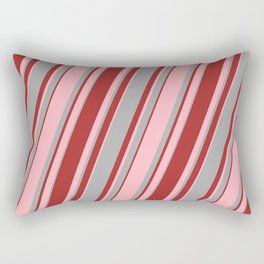 [ Thumbnail: Dark Grey, Brown & Light Pink Colored Lined Pattern Rectangular Pillow ]
