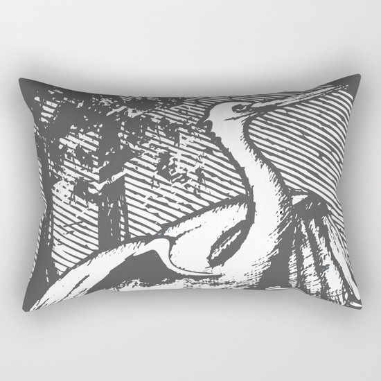 Gray crane illustration Rectangular Pillow