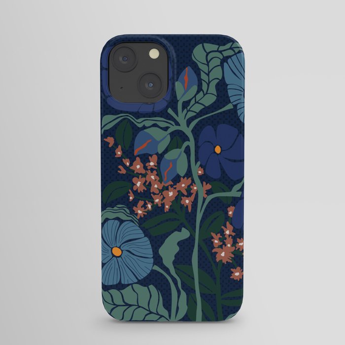 Klimt flower dark blue iPhone Case