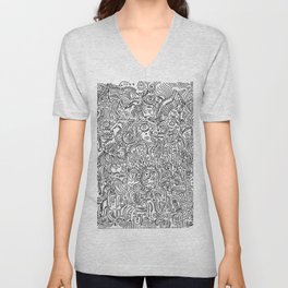 Primitive Art in Black and white pattern V Neck T Shirt