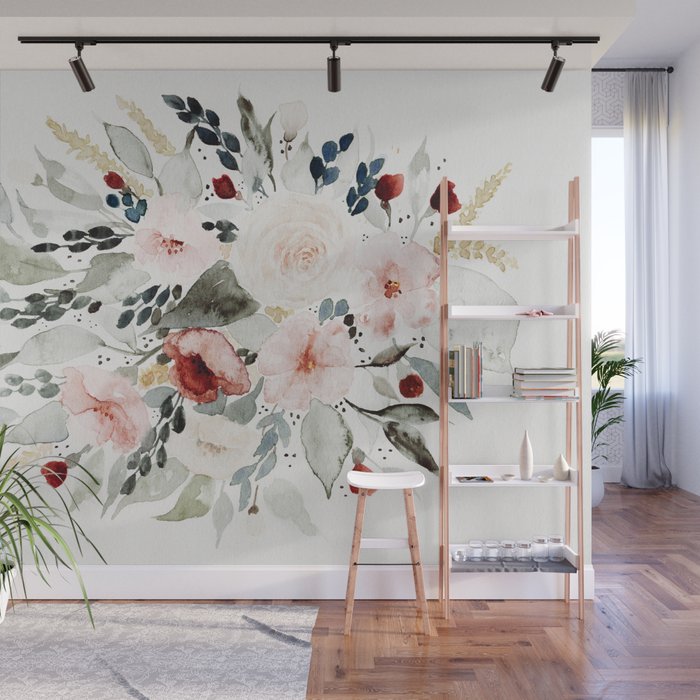 Loose Watercolor Bouquet Wall Mural