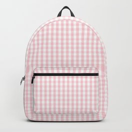 Small White and Light Millennial Pink Pastel Color Gingham Check Backpack