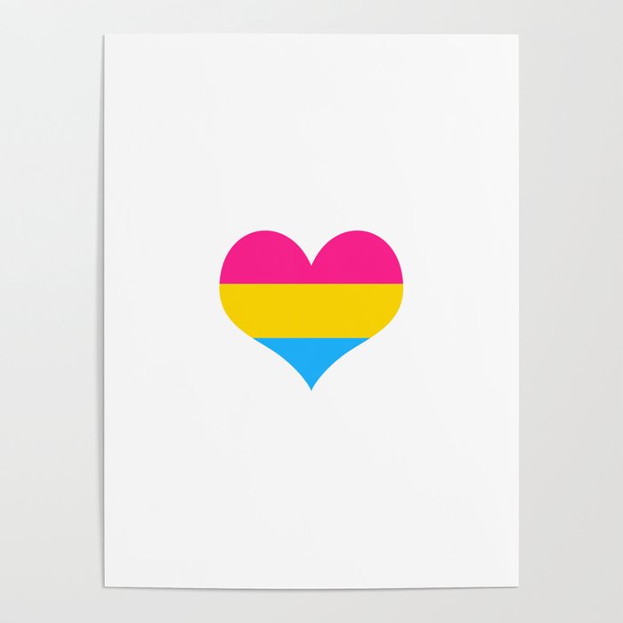 Pansexual pride flag colors in a heart shape Poster