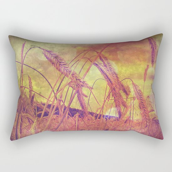 Pink And Gold Wheat Rectangular Pillow