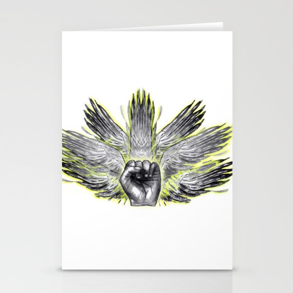 surreal winged hand mystical Feathered animal  Stationery Cards