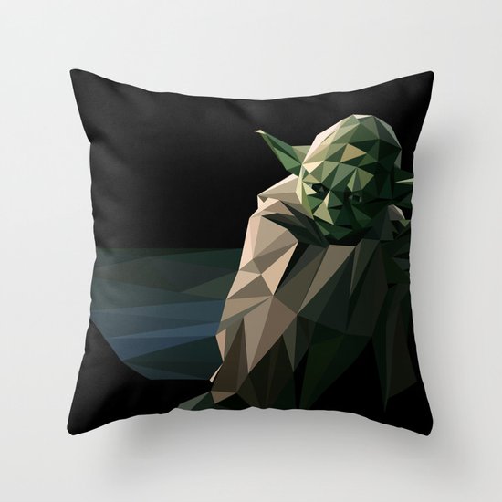 Geometric Yoda Throw Pillow