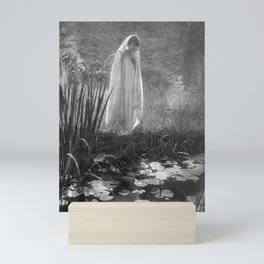 The Appartion (at the lily pond) black and white art photograph by Constant Puyo Mini Art Print