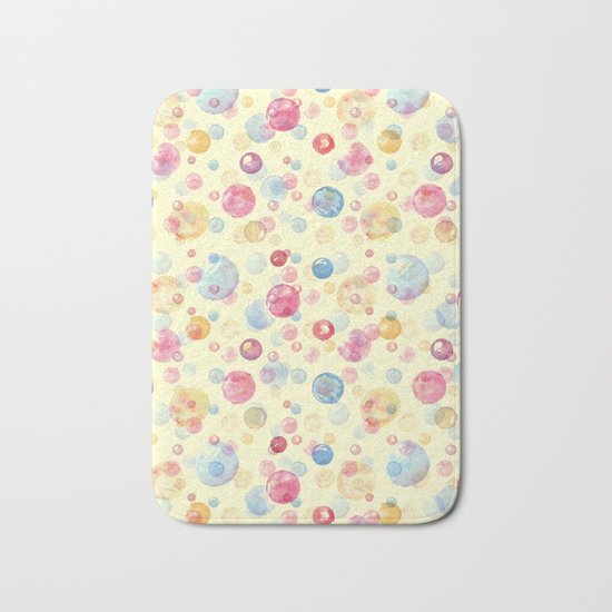 Colorful Watercolors Polka Dots Bath Mat