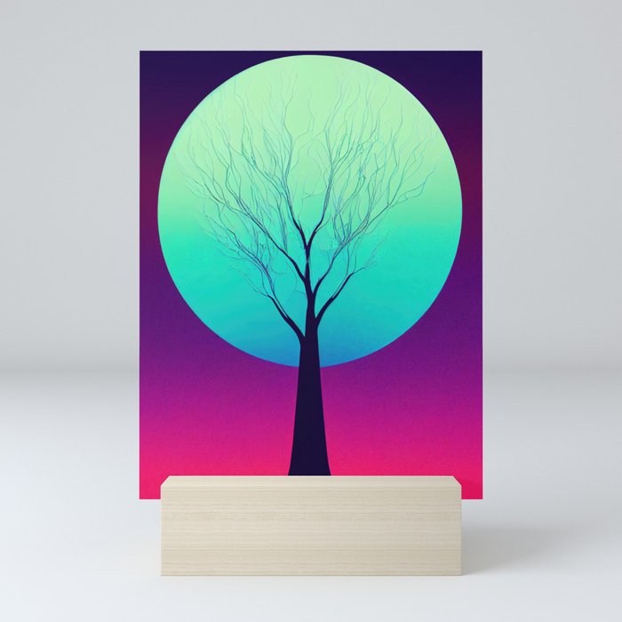 Vibrant Colored Whimsical Minimalist Lonely Tree - Abstract Minimalist Bright Colorful Nature Poster Art of a Leafless Tree Mini Art Print