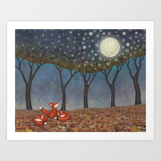 sleepy foxes Art Print