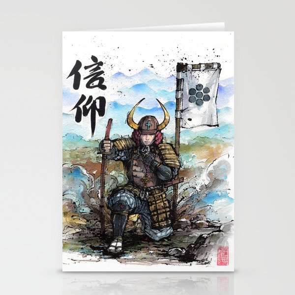 Takayama Ukon samurai Sumi with calligraphy Stationery Cards