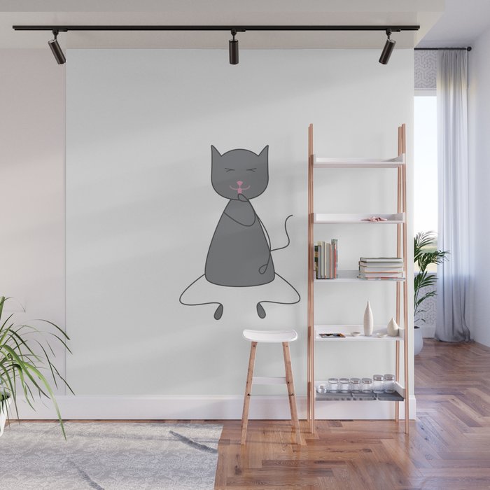 Cute grey colored cat Wall Mural