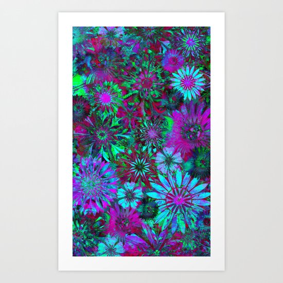 Rivalry of Flowers - green & lilac Art Print