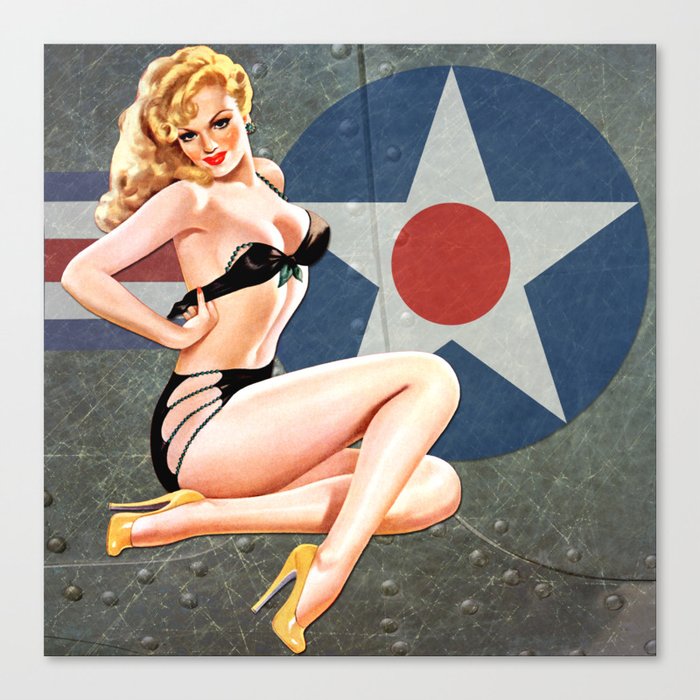 WWII Nose Art Aviation Vintage Pinup Girl Canvas Print by Pinup Lighters.