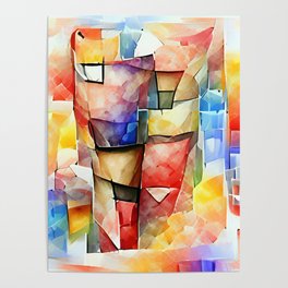 Cubist Waterfall - Artificial Intelligence Digital Watercolor Art Poster | Waterfall, Retro, Cubism, Curated, Modern, Watercolor, Painting, Pride, Pattern, Digital 