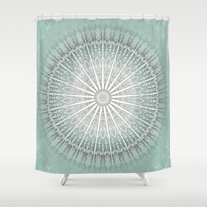 Mint Taupe Mandala Shower Curtain
