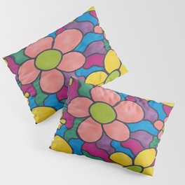 Colorful Retro Daisy Print  Pillow Sham