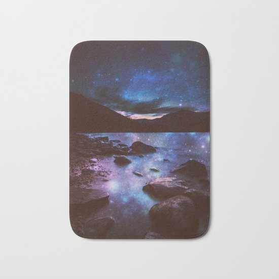 Magical Mountain Lake Deep Cool Tone Bath Mat