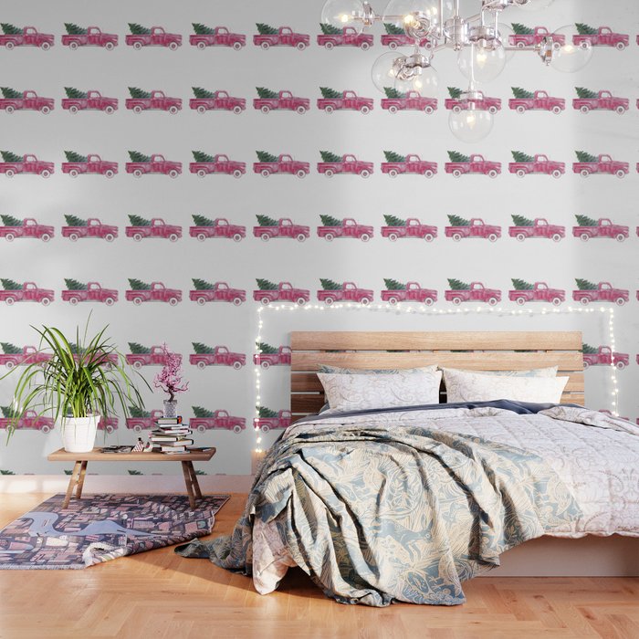 Vintage Christmas Truck Wallpaper By Littleivypaprgoods Society6