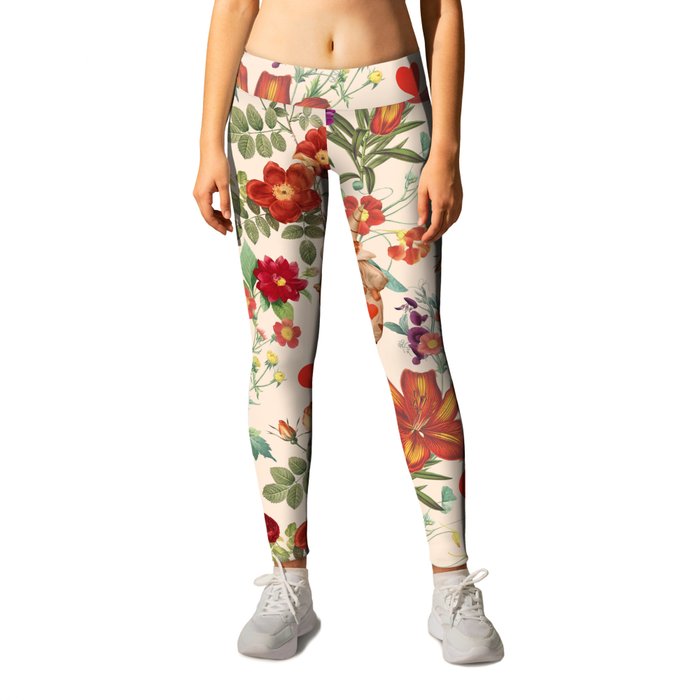 Valentine's Day in the Blooming Garden - Pale Apricot Leggings