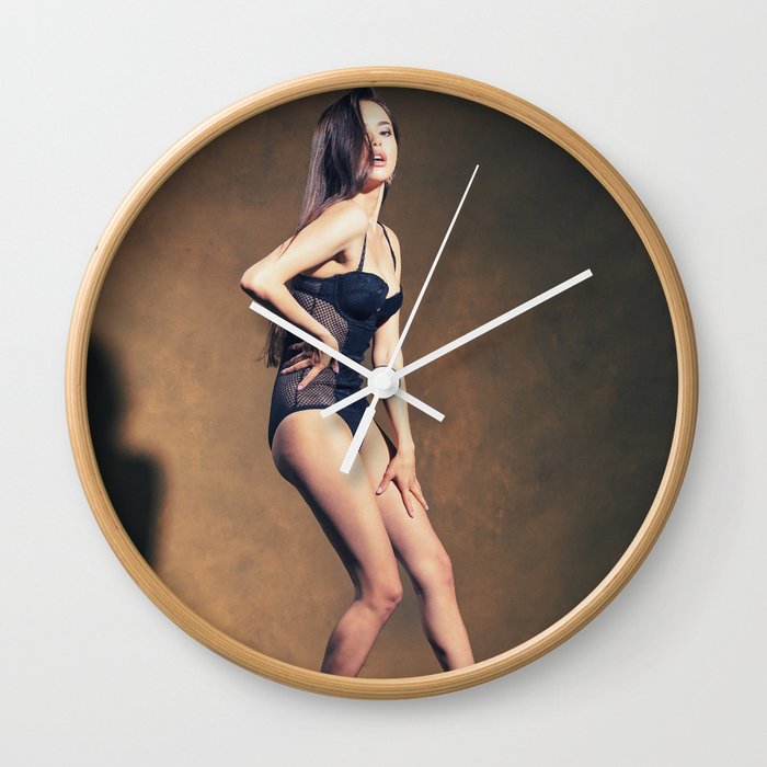 Sexy girl in lingerie Wall Clock