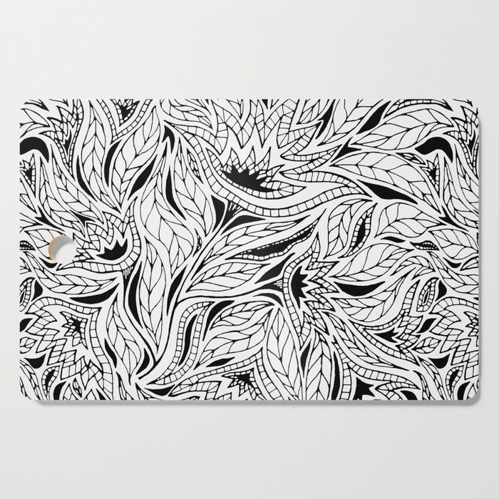 Abstcract black-and-white flowers Cutting Board