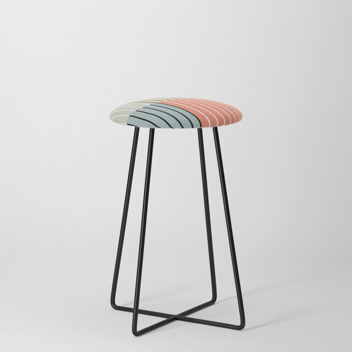 Color Block Minimal Line Abstract 1 Counter Stool