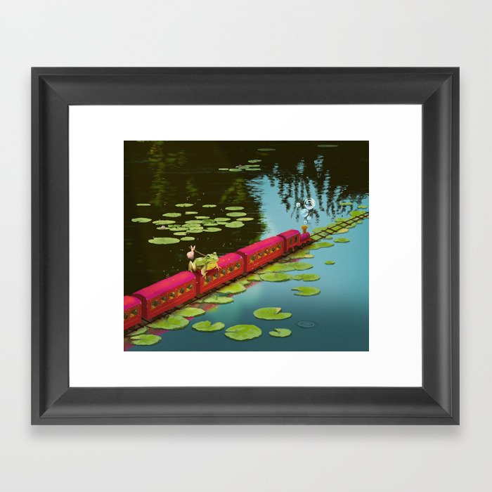 Frog Stows Away On A Train To Nowhere 🫧 Framed Art Print