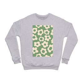 Seamless pattern with vintage vintage groovy flowers. modern elements. stylized flowers silhouettes on a green background. surface design, textile, stationery, wrapping paper and covers Crewneck Sweatshirt