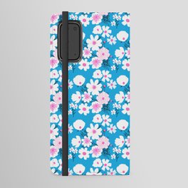 Modern Spring Wildflowers Turquoise Blue and Pink Android Wallet Case