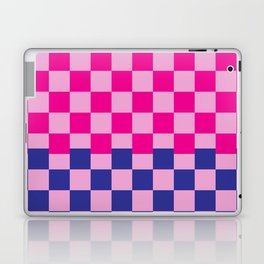 Retro Neon Checker in Pink and Blue Laptop Skin