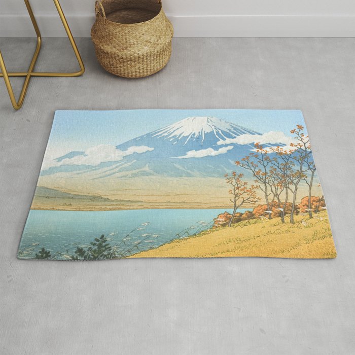 Kawase Hasui, Mt Fuji Seen From Lake Yamanaka - Vintage Japanese Woodblock Print Art Rug