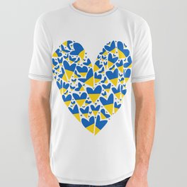 Ukraine Flag in Hearts All Over Graphic Tee