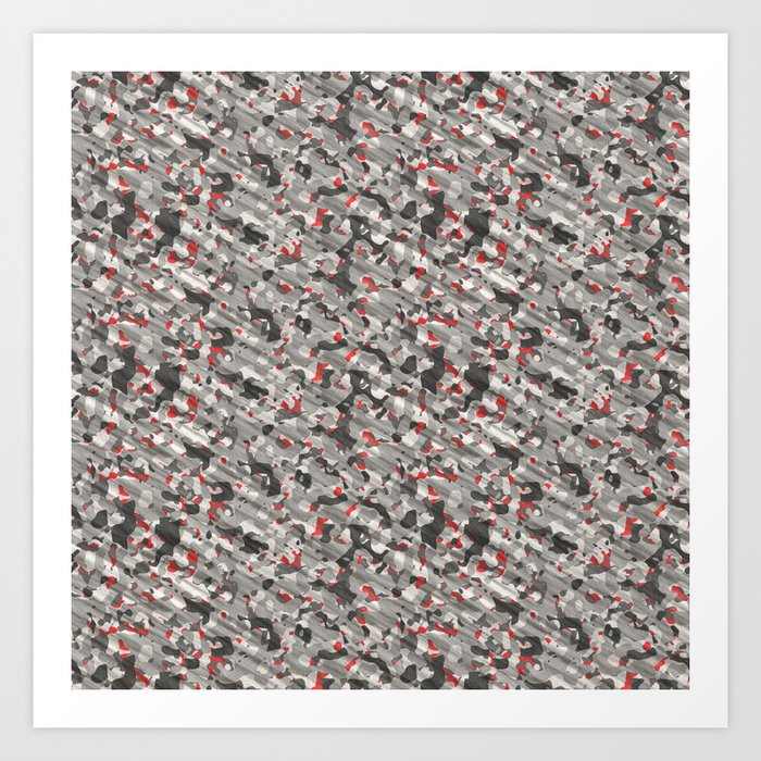 Gray Red Army Camouflage Art Print