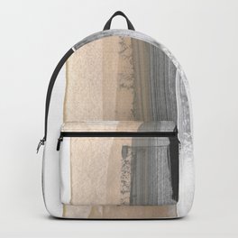 Beige and Grey Colorblock Textured Abstract Painting Backpack | White, Geometric, Gray, Modern, Textured, Painting, Abstract, Neutrals, Minimalist, Charcoal 