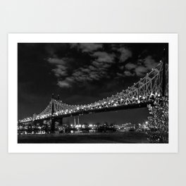 Queensborough Bridge at night. Black and white photography Art Print