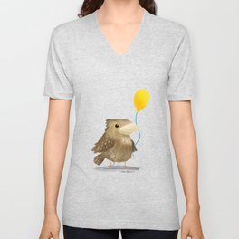 Twany Frogmouth Bird with a balloon V Neck T Shirt