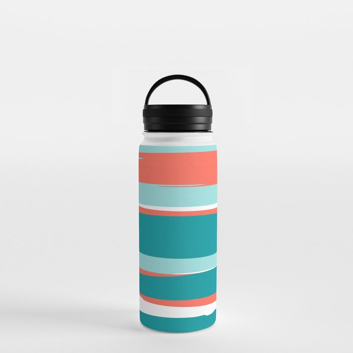Colorful Stripes, Coral, Teal and Aqua Water Bottle