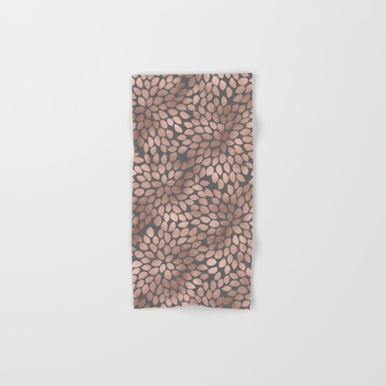 Rosegold flowers- abstract floral elegant pattern on grey background Hand & Bath Towel