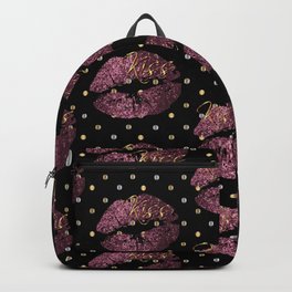 Pink Dusty Rose Glitter Lipstick Pattern Backpack