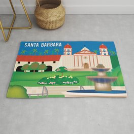Santa Barbara, California - Skyline Illustration by Loose Petals Rug