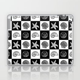 Checkered Seashells - Black and White Laptop Skin