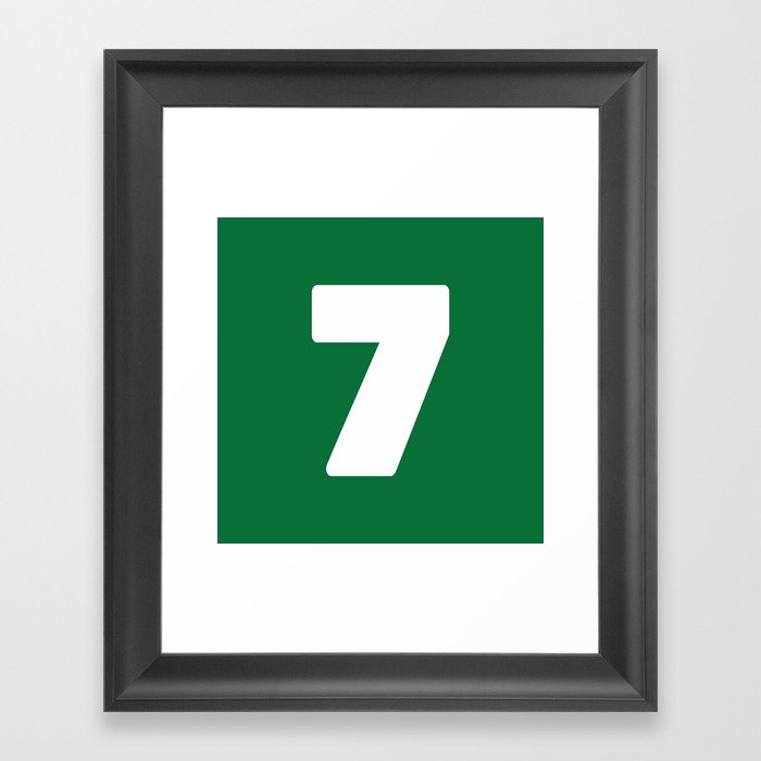 7 (White & Olive Number) Framed Art Print