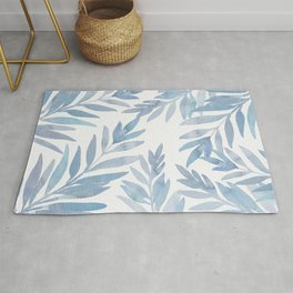 Muted Blue Palm Leaves Area & Throw Rug