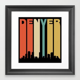 Retro Denver Colorado Cityscape Downtown Skyline Framed Art Print