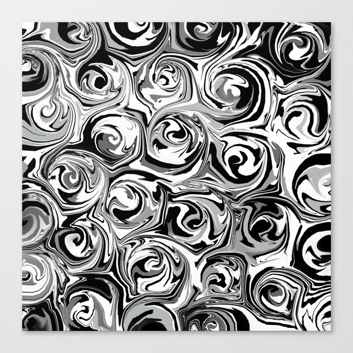 Onyx Black And White Paint Swirls Canvas Print By Abstractcolor Society6