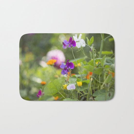 Summer Flowers colorful green meadow Bath Mat