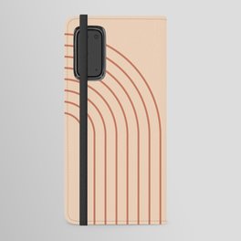 Abstract Geometric Rainbow Lines 16 in Terracotta Tan Beige Android Wallet Case