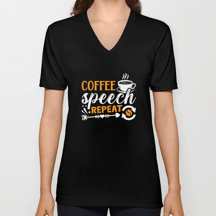 Mental Health Coffee Speech Repeat Anxie Anxiety V Neck T Shirt
